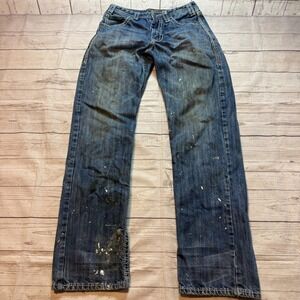 Rock & Roll Cowboy Jeans Blue Competition Fit Straight Western Distressed 30x34